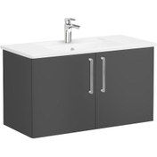 Resim Vitra Root Flat Kapaklı Lavabo Dolabı 100 Cm Mat Fırtına Gri 68167 Çok Renkli 