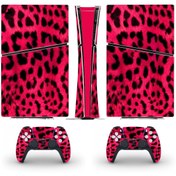 Resim Kt Grup Pembe Leopar Deseni Playstation 5 Slim Dijital Versiyon Sticker Kaplama Seti 