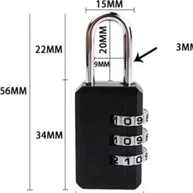 Resim Xolo 3 Şifreli Asma Kilit Güvenlik İçin 21mm*29.5mm*10mm Ölçülerde Çanta Bavul Valiz Ofis Kullanımı XLK409 