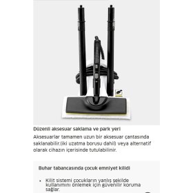 Resim Karcher Kst 2 Pro Set 1500W 3.2 Bar Yüksek Basınçlı Buharlı Temizlik Makinesi- Beyaz Ev ve Ofis Tipi Hijyenik Zemin Temizleyici - Kimyasalsız Temizlik %99.99 Bakteri Öldürücü Etkili 