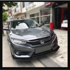 Resim Honda Civic Fk7 İçin Uygundur Ön Tampon Altı Lip 3 Parça Kulaklı 