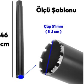 Resim Badem10 Elmas Karot Ucu 51 mm Shun Beton Zemin Duvar Delme Delik Açma Panç Aparat Uç Deprem Numune Al Test 