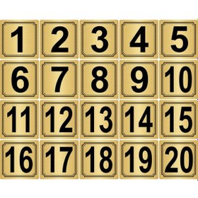 Resim Metal Kapı,masa,dolap Numarası 15cmX15cm 20 Adet (1..20) Altın Renk Metal 