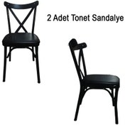 Resim Sungur Çapraz Metal Thonet Siyah 2 Li Sandalye 