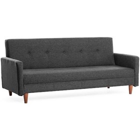 Resim Pafu Hiko Üçlü Yataklı Koltuk - Koyu Gri Keten Koyu Gri 