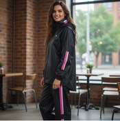 Resim thfabric Yeni Sezon %100 Su Geçirmez PVC Dikişsiz Motorcu Yağmurluğu Alt Üst Takım - Pembe Reflektörlü 