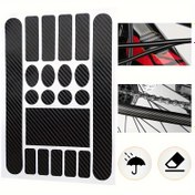 Resim Premium Karbon Fiber Bisiklet Koruyucu Stickerlar - Çizilmeye Dayanıklı, Su Geçirmez Film Yol & Dağ Bisikletleri için, Kolay Uygulanabilir Zincir Direği & Çerçeve Koruyucu 