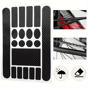 Resim Premium Karbon Fiber Bisiklet Koruyucu Stickerlar - Çizilmeye Dayanıklı, Su Geçirmez Film Yol & Dağ Bisikletleri için, Kolay Uygulanabilir Zincir Direği & Çerçeve Koruyucu 