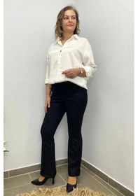 Resim Mia Butik Kadın Siyah Süet İspanyol Paça Özel Seri Pantolon Siyah 