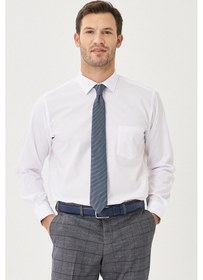 Resim AC&Co / Altınyıldız Classics Erkek Beyaz Kolay Ütülenebilir Comfort Fit Geniş Kesim Klasik Yaka Gömlek Beyaz 