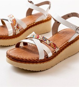 Resim 730-015 Beyaz Garni Ortopedik Hakiki Deri Dolgu Kadın Sandalet Beyaz 