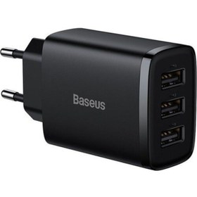 Resim Baseus Kompakt 3 Usb Portlu 17w Hızlı Şarj Başlığı Adaptörü Ccxj020101 