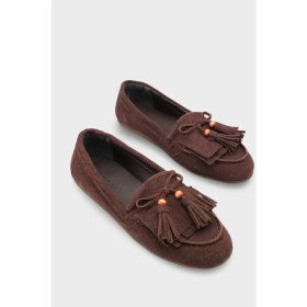 Resim Capone Outfitters Veronique Püsküllü Ahşap Aksesuarlı Yumuşak Kadın Loafer Ayakkabı 