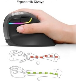 Resim Delux M618 Mini Bluetooth 4.0+ 2.4G Ergonomik Şarjlı Sessiz RGB Mouse 