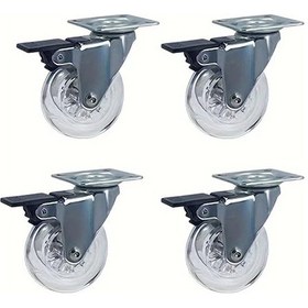 Resim Dashanshop 4 Adet Frenli 360 Derece Dönen Şeffaf Tpu Mobilya Ve Araba Tekerleği 