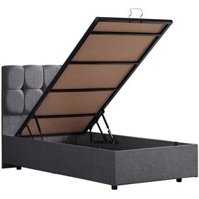 Resim Setaymobilya Baza, Berlin Tek Kişilik Baza + Başlık + Comfort Yatak Seti, Gri 