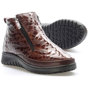 Resim Hakiki Deri Kadın Kısa Topuklu Bot 972sza7560 Taba Kroko 
