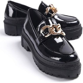 Resim Movi Siyah Rugan Günlük Kullanım Loafer Kadın Ayakkabı Siyah 