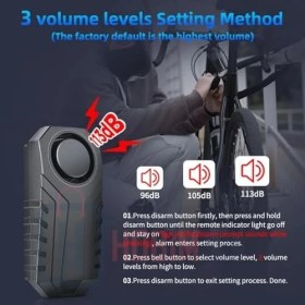 Resim Motosiklet Bisiklet Alarmı Uzaktan Kumandalı 113DB Su Geçirmez Kablosuz Hırsızlık Koruması Alarm Bisiklet Araba Scooter Pilli 