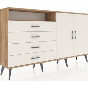 Resim Arges Konsol 3 Raflı 4 Çekmeceli 2 Kapaklı 176x30x99 Çam-aytaşı Aytası/aytası - Atlas Çam 
