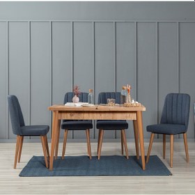 Resim Milano Medium Mutfak Masa Takımı Ceviz Lacivert 
