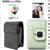 Resim Instax mini LiPlay Hybrid Matcha Green Fotoğraf Makinesi 10'lu Film ve Deri Kılıf Hediye Seti 