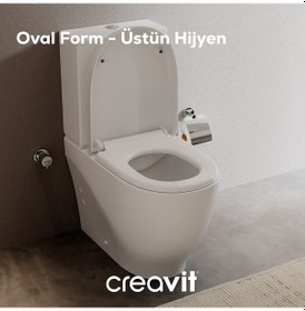 Resim Creavit Mare Rim-off Duroplast Yavaş Kapanan Klozet Kapaklı Beyaz Set 