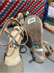 Resim bitangosu EKRU MAT YALDIZLI 8,5 CM 11 PONT KELEBEK MODEL TANGO, DANS VE SALON AYAKKABISI 