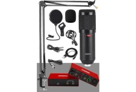 Resim Hakay Mikrofon, Stüdyo Ses Kartı, Stand ve Filtre ile Glx Paket Set 