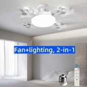 Resim 1 Adet Uzaktan Kumandalı LED Tavan Vantilatörü Işığı, Çift Fonksiyonlu Soğutma ve Ortam Aydınlatması, E27 Ampul Uyumlu, 110-240V, Yatak Odası, Oturma Odası, Banyo, Yemek Alanı İçin | Modern Aydınlatma | Çift Amaçlı Tasarım, Yatak Odası için Vantilatör 