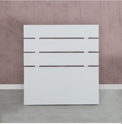 Resim Pasifichome Huga Tek Kişilik Beyaz Yatak Başlık 100 Cm / 100 Cm Baza Başlık 