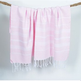 Resim Sultan Peştemal (Pembe) %100 Pamuk 90x180 Cekme Yapmaz Banyo-Plaj Havlusu 