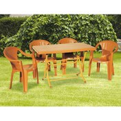 Resim ALMİNA Katlanır Masa Takımı Metak Ayaklı 70x120cm Masa 4 Adet Kollu Sandalye Badem Renk 
