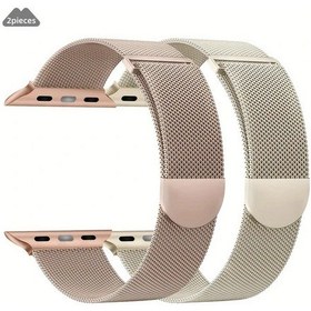 Resim Sunshine022 iOs Watch Uyumlu 38-49mm Manyok Manyetik Kıskaçlı 2li Çelik Bant Seti Mixed Color 