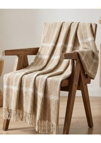 Resim Dinarsu Cozy Life Pamuklu Skoç Tv Battaniyesi Kare Camel 130 X 170 Camel 