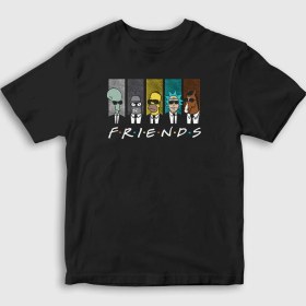 Resim Presmono Unisex Çocuk Siyah American Adult Cartoon Series Friends T-Shirt 