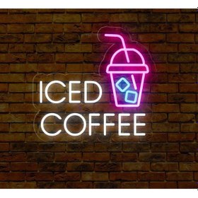 Resim Iced Coffee Yazılı Ve Şekilli Neon Tabela Beyaz 