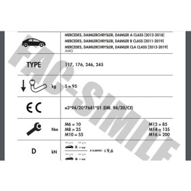 Resim Yatay Söktak Mercedes A Serisi - B Serisi - Gla - Cla - Infiniti QX30 - Q30 