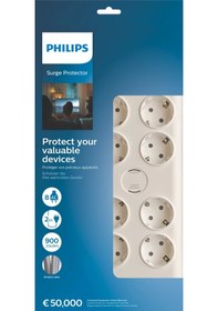 Resim Phılıps Spn7080wa/62, 8 Soket, Akım Korumalı Priz, 900 Joules, 2mt Örgülü Kablo, Beyaz 0 M 