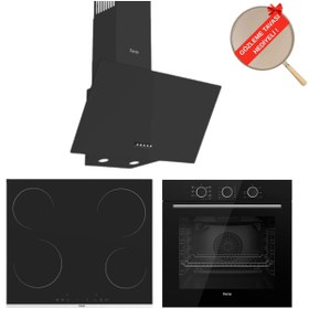 Resim Ferre FryArt & FlowArt Salvia Vitroseramik Elektrikli 3'lü Siyah Ank. Set (D086 + MS261 + QXE62CS) 