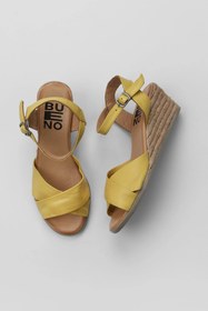 Resim Bueno Shoes Sarı Deri Kadın Dolgu Topuklu Sandalet 01ws11100 