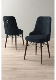 Resim Mitra Serisi, 4 Adet Antrasit Mutfak Sandalyesi, Ceviz Gürgen Ayak, 1. Sınıf Babyface Kumaş 