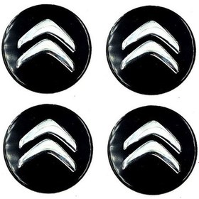 Resim Citroen Jant Göbeği Arması Siyah Sticker 4'lü Set 55 Mm 5,5 Cm Genişlik - 