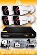 Resim Elitcam 4 Kameralı Süper 4 Dış Kamera Set 250 GB 5 MP 2K Net Gece Görüşlü Güvenlik Kamerası Sistemi 
