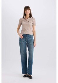 Resim DeFacto Slim Fit Dar Kesim Polo Yaka Fitilli Kaşkorse Cepli Kısa Kollu Tişört E5403AX25SPBG130 