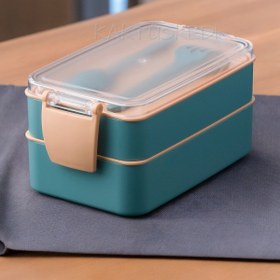 Resim KaktüsKedi Bento 2 Katlı Yemek Kabı Turkuaz 900 ml 