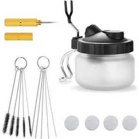 Resim Besthome1 Airbrush Set Yıkama Temizleme Araçları İğne Nozul Fırça Cam Tutucu Tencere Tutucu 