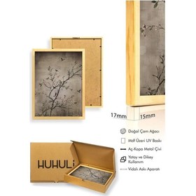 Resim Huhuli Ahşap Çerçeveli Wabi Sabi Koleksiyon Tablo Huhu722 