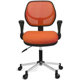 Resim Türksit 804 File Çalişma Koltuğu Metalik Gri Boyalı Ayak Turuncu 