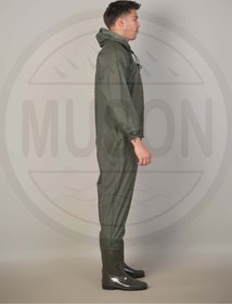 Resim Muson Su Geçirmez Fermuarlı Kapüşonlu Boy Tulum Yağmurluk Çizme Entegreli Koruyucu Giysi 